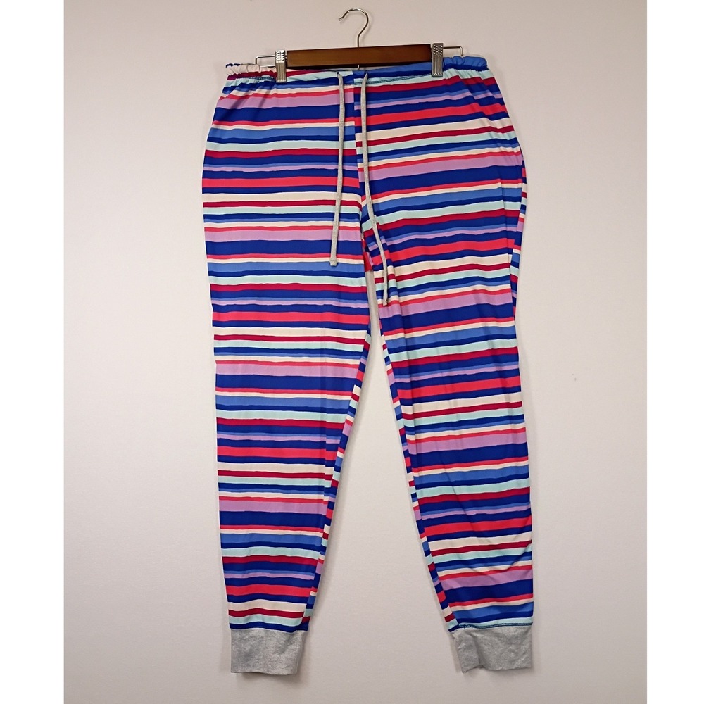 Colorful Striped Cuddl Duds Women Size M Llama Grey Jogger Pajama Pants Lounge